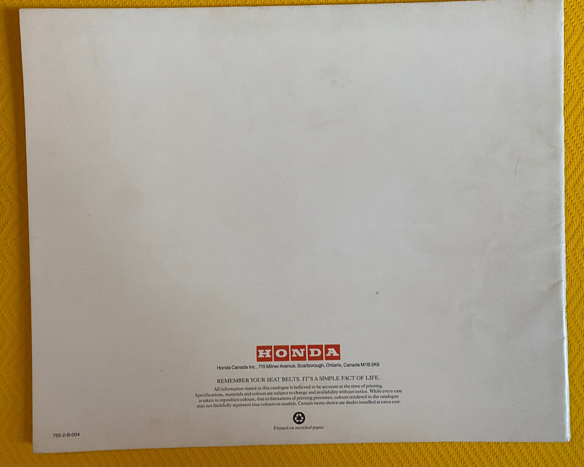 HONDA PRELUDE 1992 SR 4WS BB1 Canada Brochure – NIHOBBY 日改通商