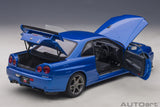 AutoArt NISSAN SKYLINE GT-R (R34) V-SPEC II (BAYSIDE BLUE) NIHOBBY 日改