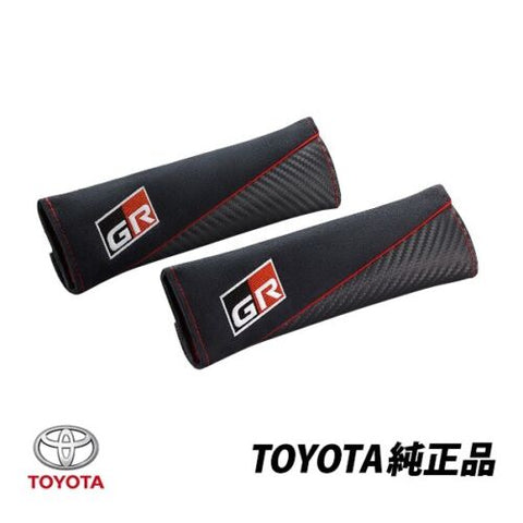 2pcs Black GR Seat Belt Covers GENUINE Toyota SHOULDER SUPPORT PAD TRD Red Black Nihobby 日改