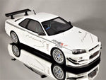 Otto Mobile Mine's Nissan Skyline GT-R R34 White Resin Model Car 1/18 NIHOBBY