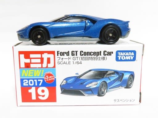 TOMICA No. 19 FORD GT CONCEPT CAR First Launch Edition with 2017 Sticker.